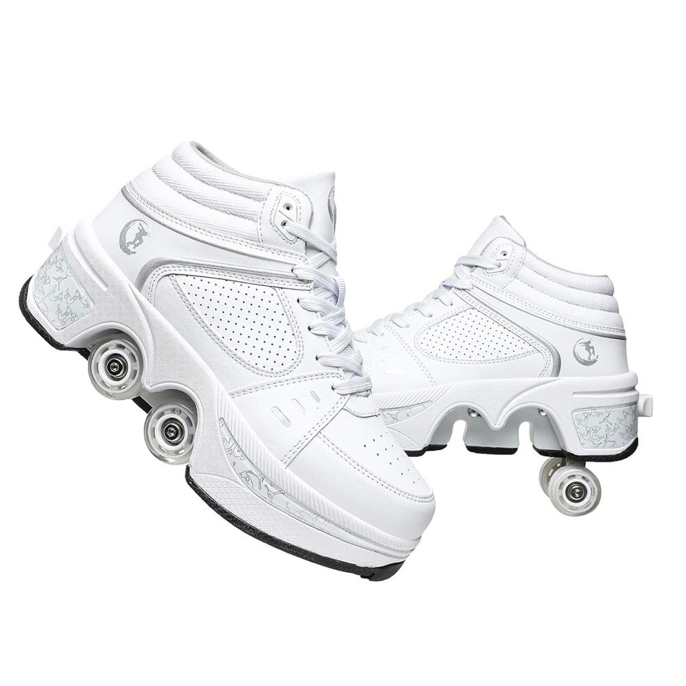 Double-Row Deform Wheel Automatic‎ Walking Shoes Invisible  Roller Skates Size 5